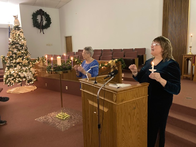 Church members during worship service
